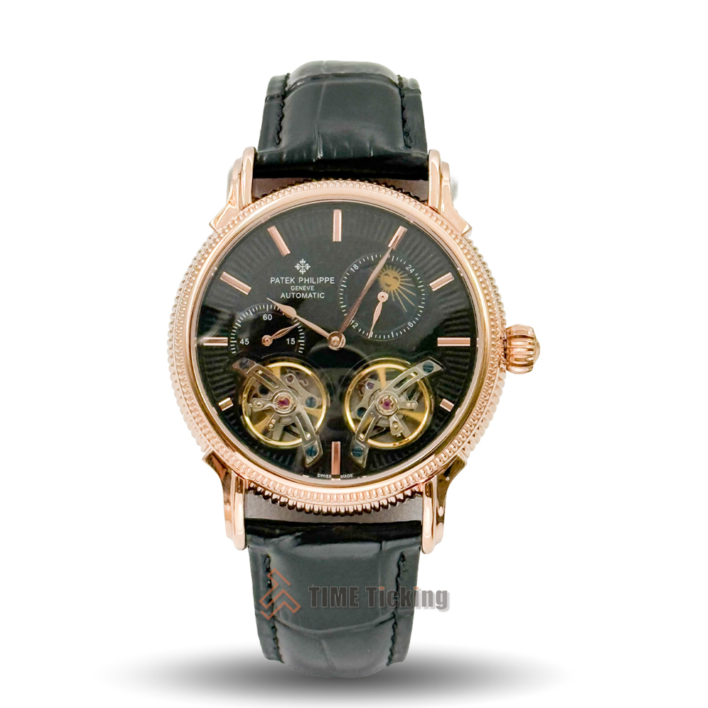 Patek Philippe Double Tourbillon 41mm men’s Master Grade Replica watch with black dial and premium luxury design.