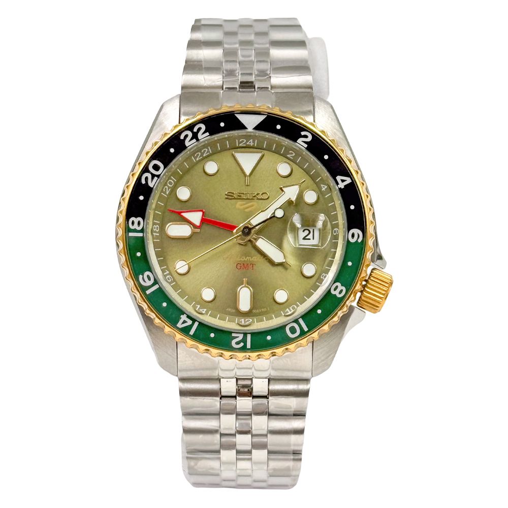 Seiko 5 Sports SKX Series GMT Automatic Men’s Watch with Forest Green Sunrise Dial