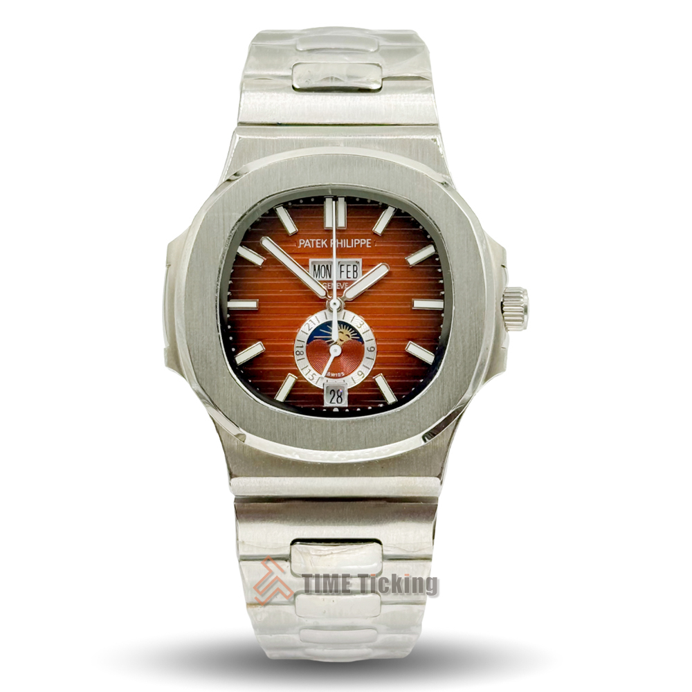 Patek Philippe Nautilus 40mm Stainless Steel Golden Brown Dial Automatic Men’s Watch.