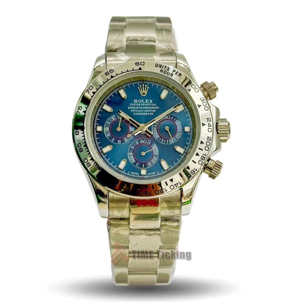 Rolex Cosmograph Daytona Sunburst Blue Dial Stainless Steel Oyster Men’s Watch