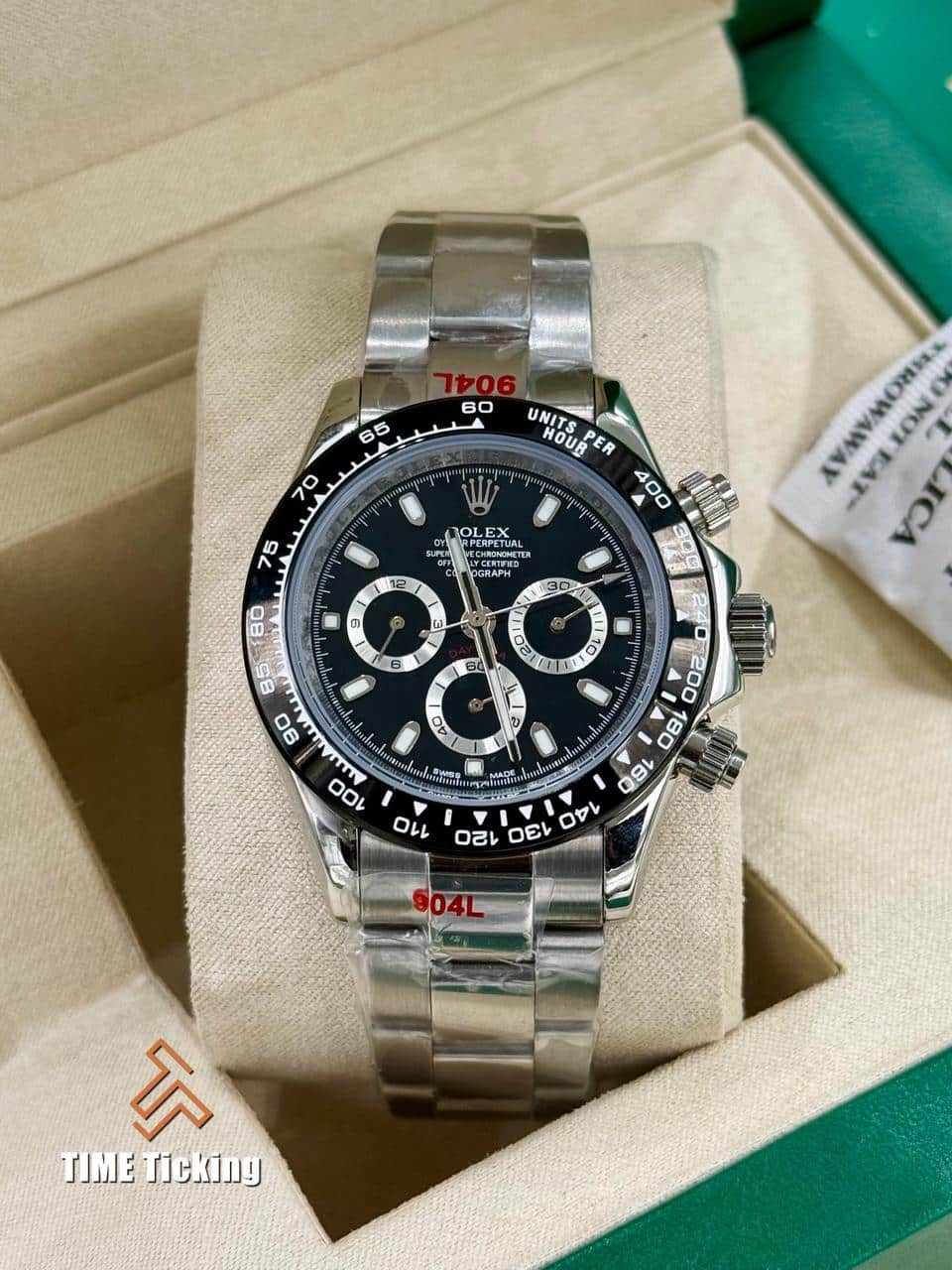 Rolex Cosmograph Daytona Black Dial Stainless Steel Oyster Men’s Watch - Image 5