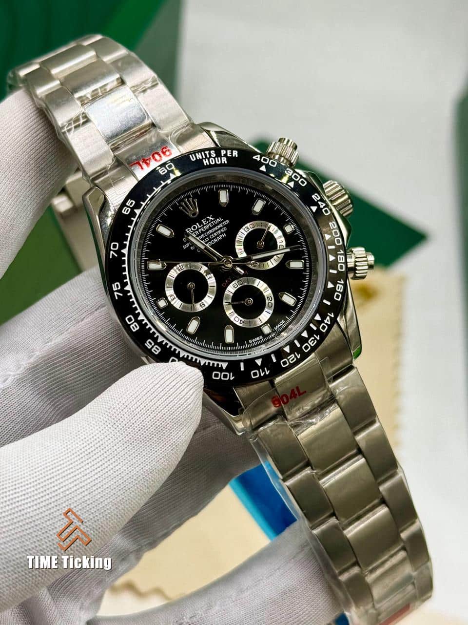 Rolex Cosmograph Daytona Black Dial Stainless Steel Oyster Men’s Watch - Image 2