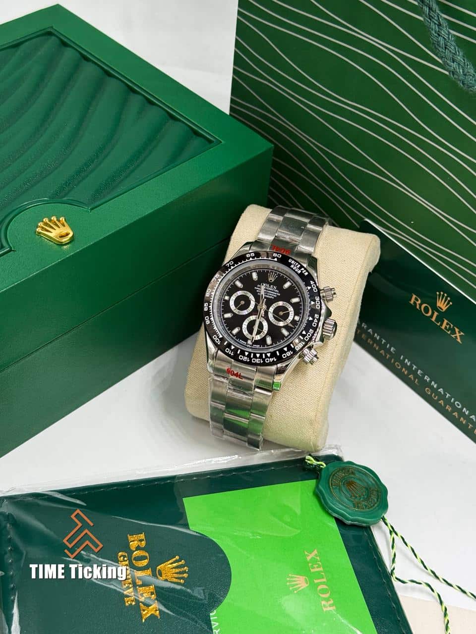 Rolex Cosmograph Daytona Black Dial Stainless Steel Oyster Men’s Watch - Image 8