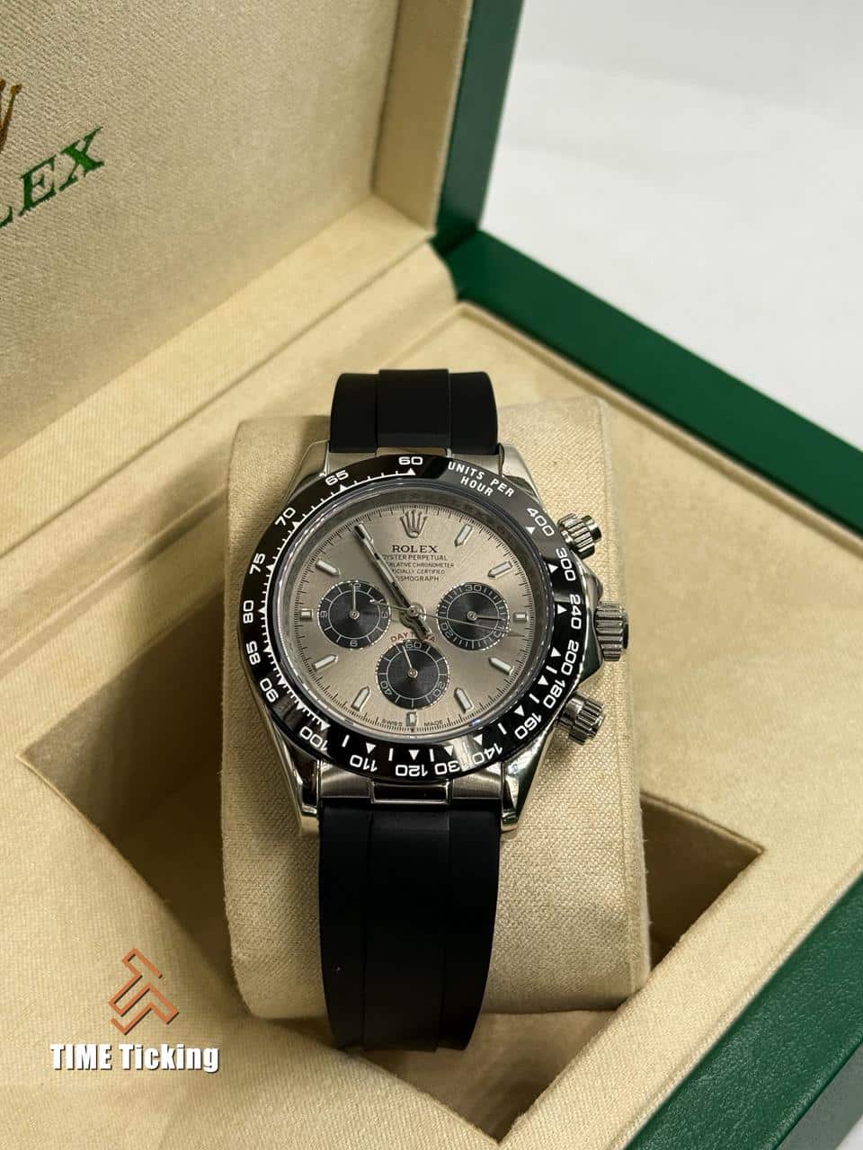 Rolex Cosmograph Daytona Grey Dial Black Belt Oyster Men’s Watch - Image 3