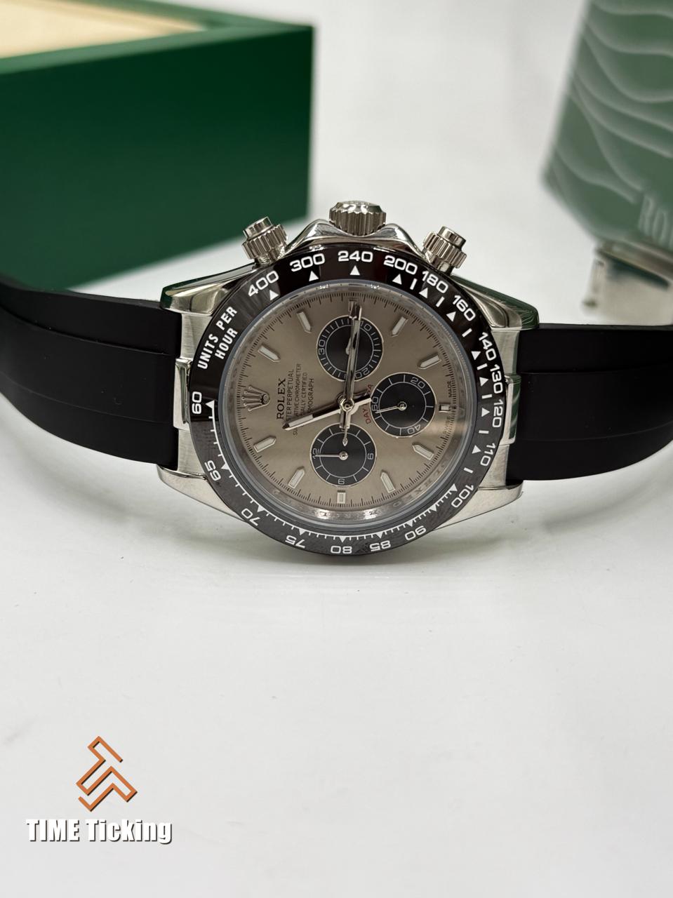 Rolex Cosmograph Daytona Grey Dial Black Belt Oyster Men’s Watch - Image 5