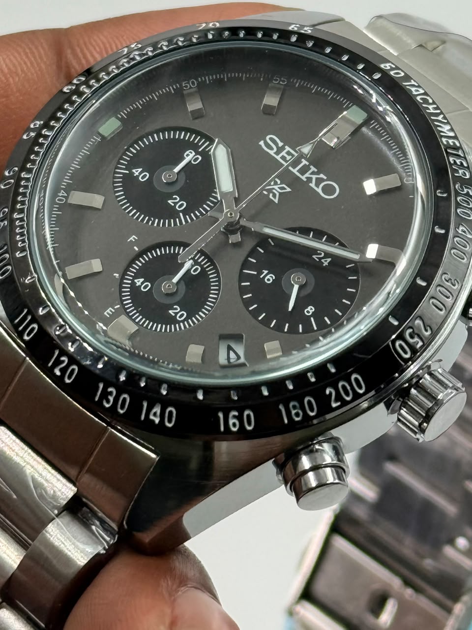 Seiko Prospex Speedtimer Solar Chronograph Dark Grey sandblasted Dial - Image 5