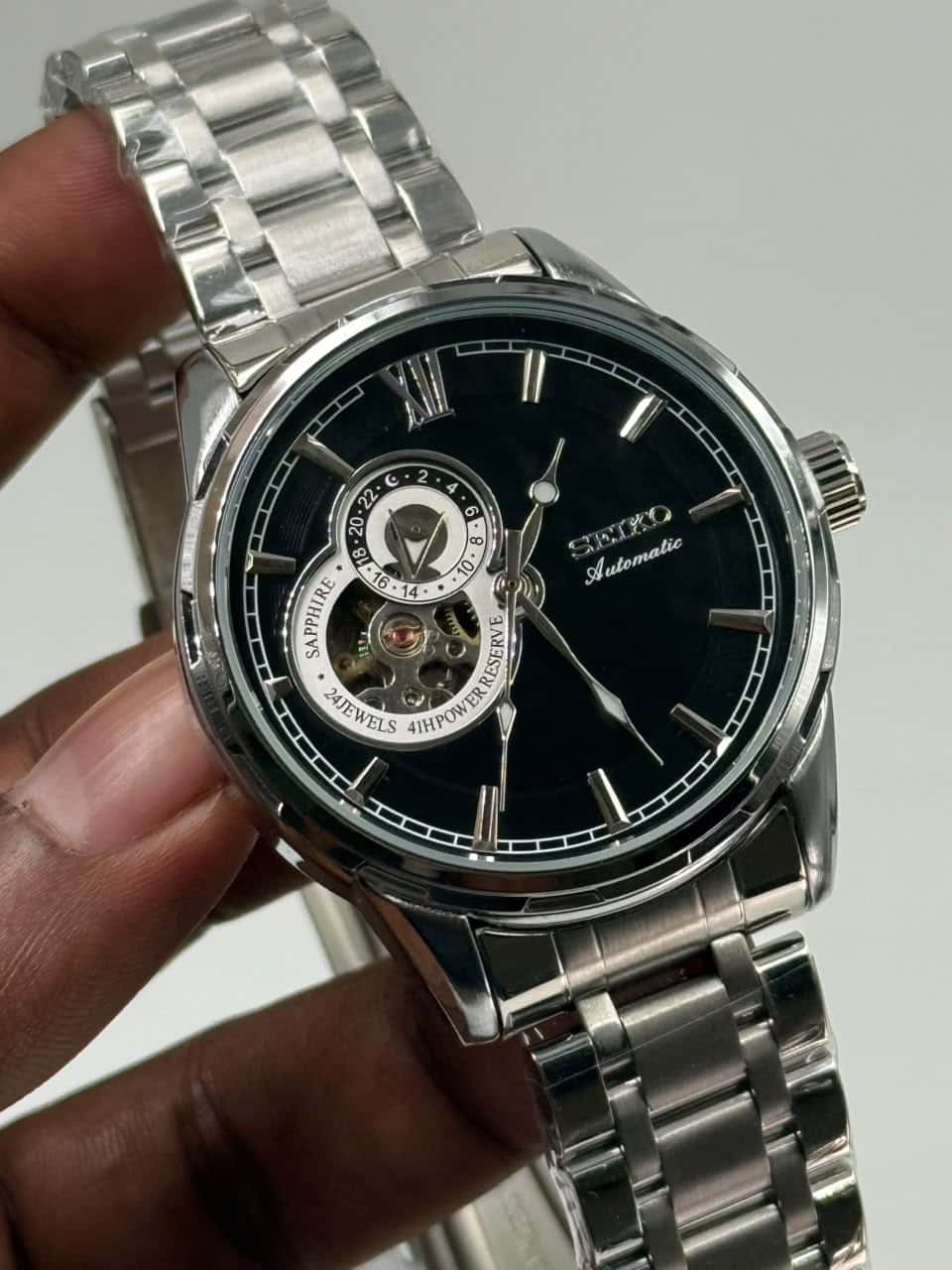Seiko Presage Open Heart Automatic Watch Black Dial - Image 2
