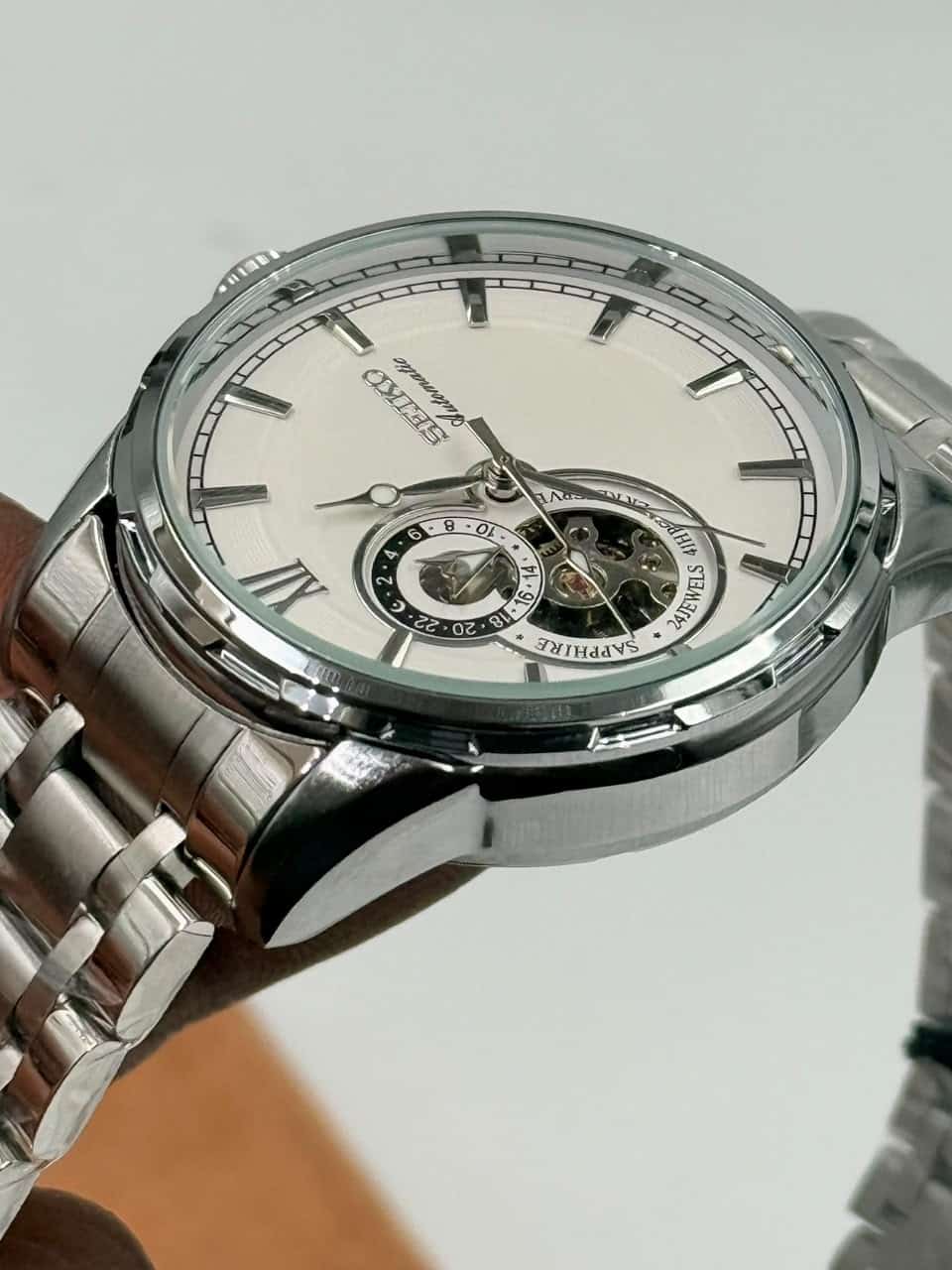 Seiko Presage Open Heart Automatic Watch White Dial - Image 5