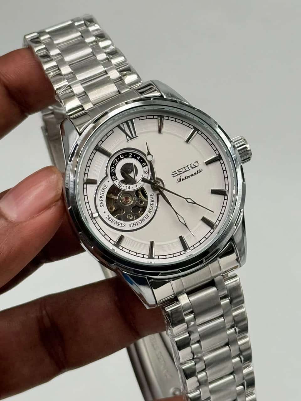 Seiko Presage Open Heart Automatic Watch White Dial - Image 3
