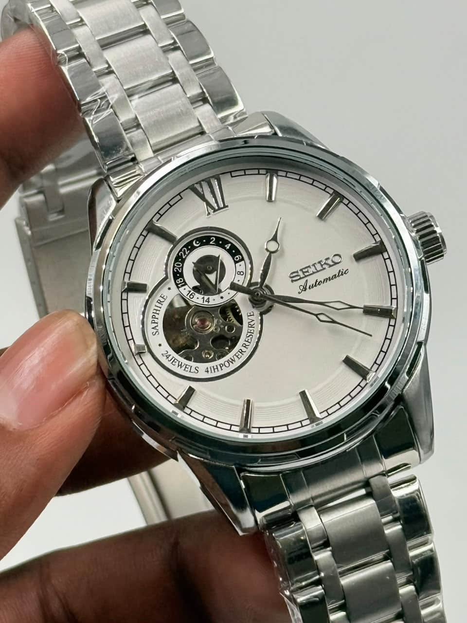 Seiko Presage Open Heart Automatic Watch White Dial - Image 4