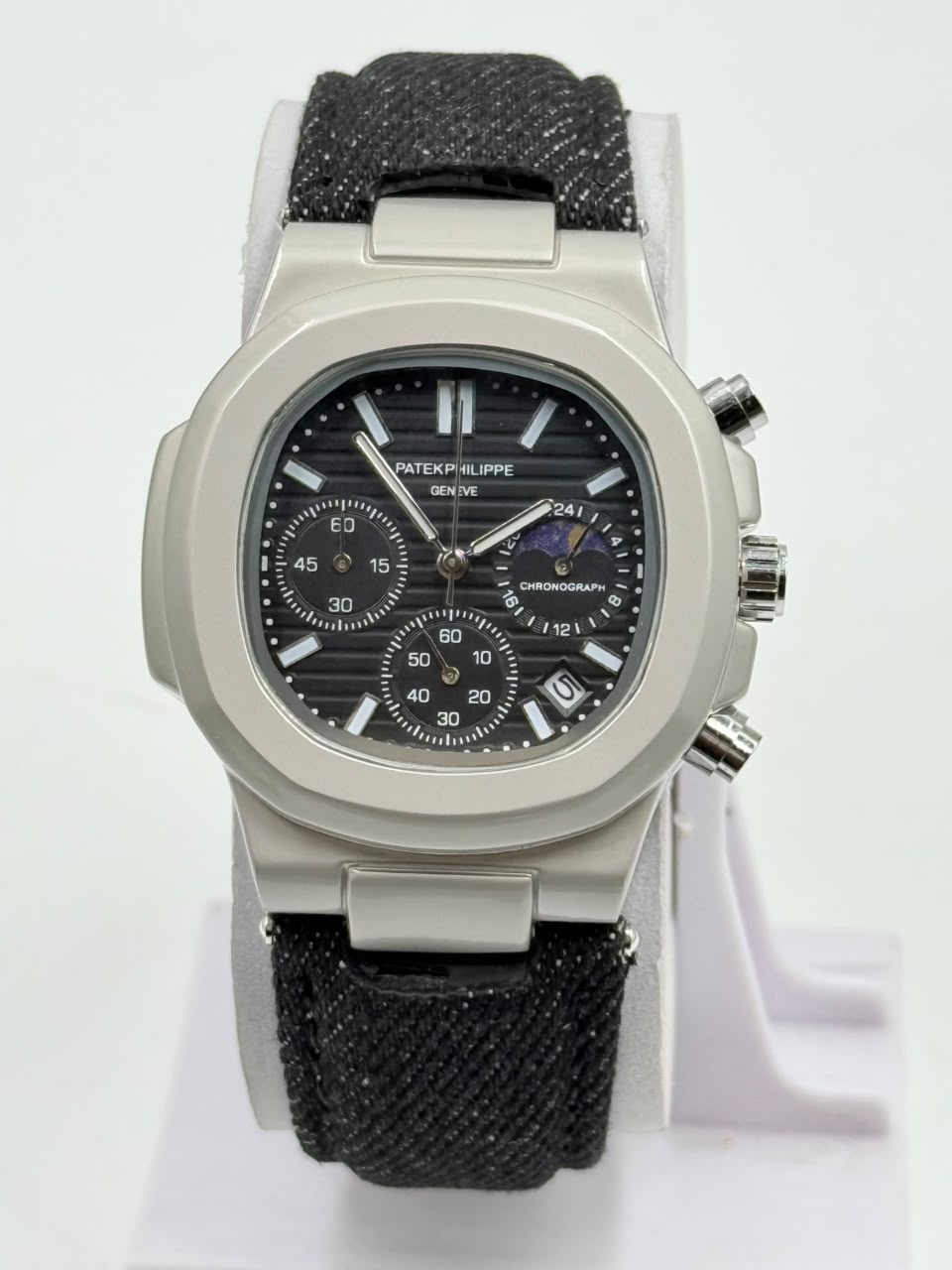 Patek Philippe Nautilus AA Grade Fabric Strap Replica Black Dial - Image 3