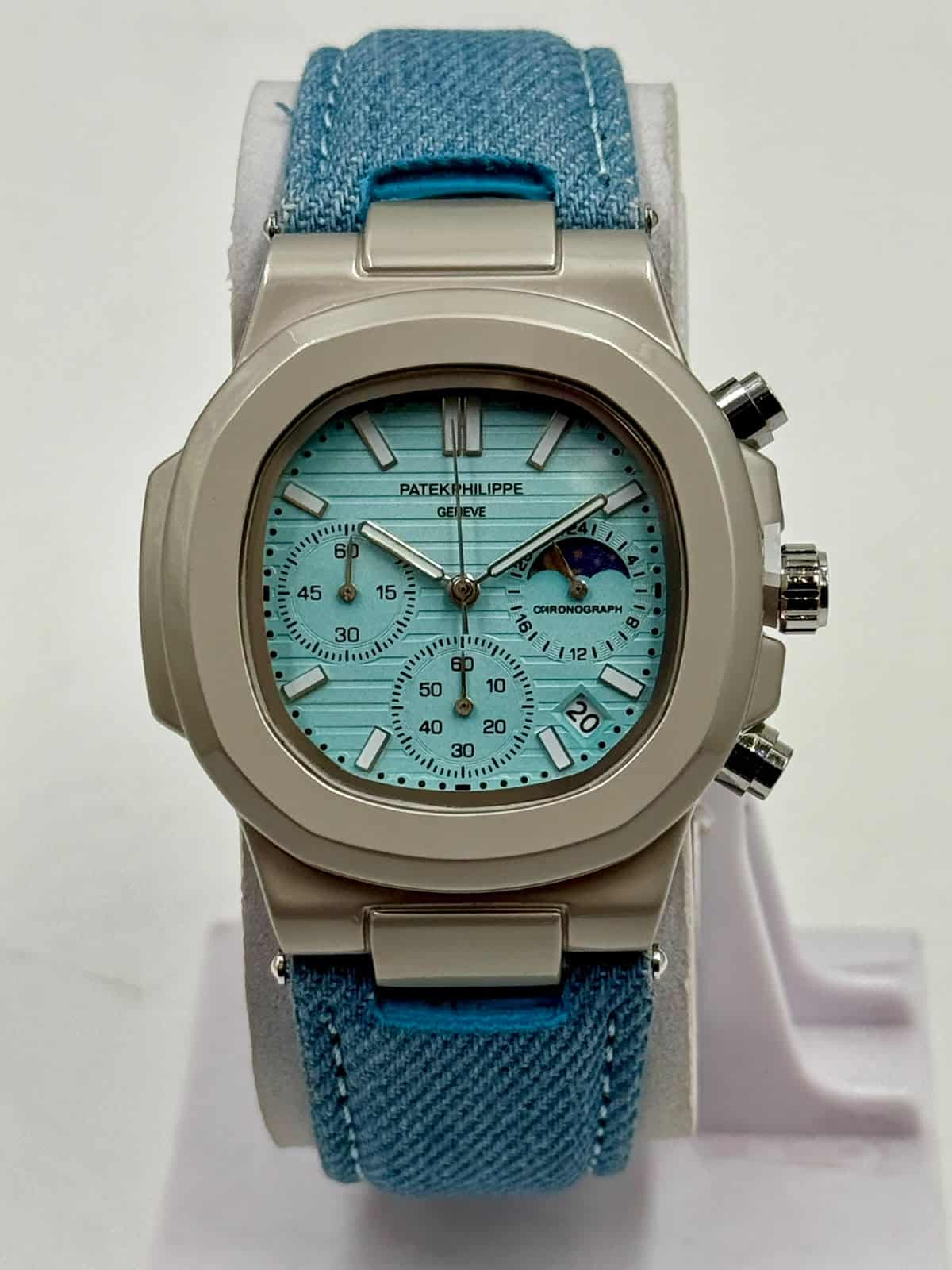 Patek Philippe Nautilus AA Grade Fabric Strap Replica Turquoise Dial - Image 6