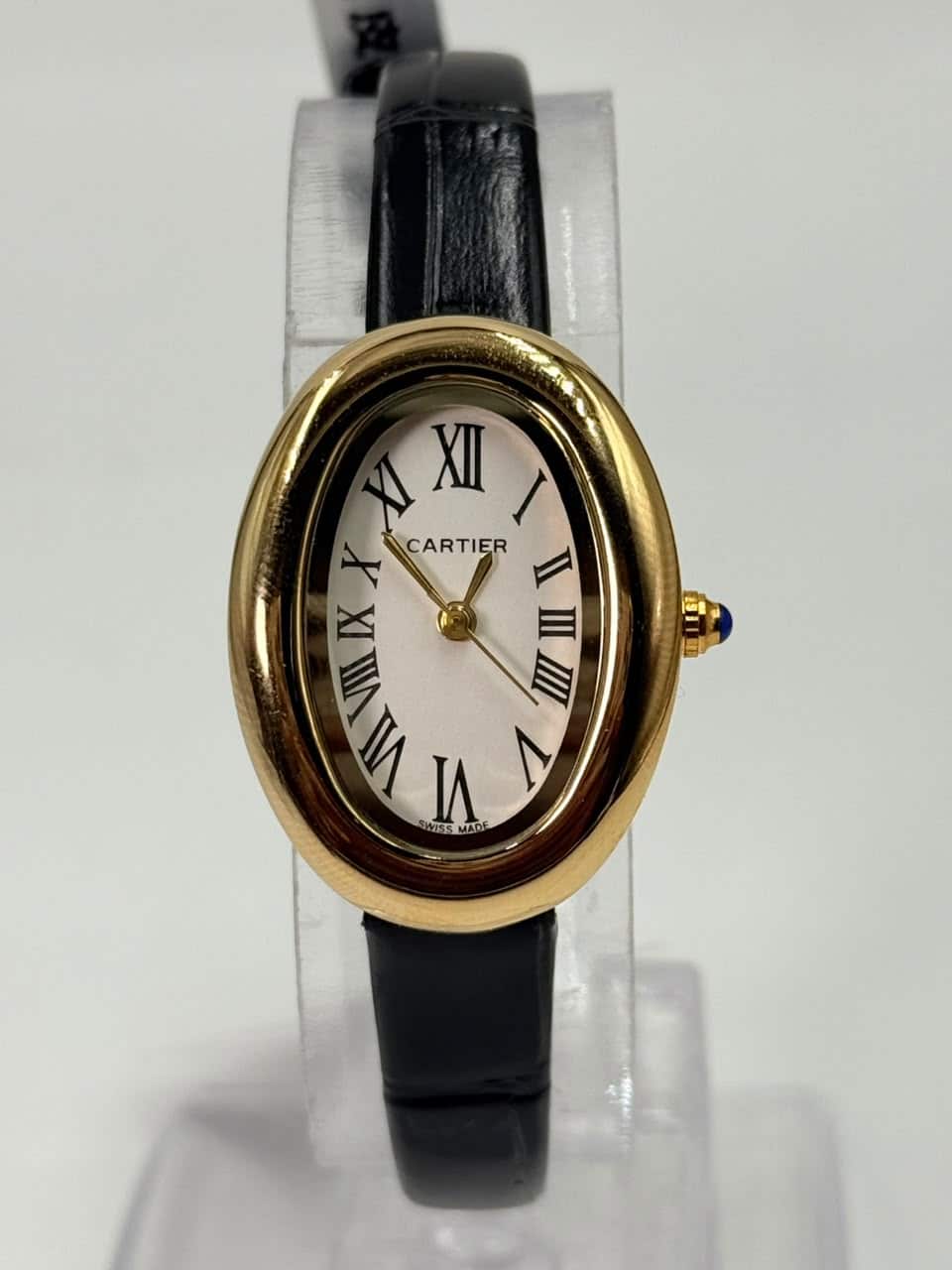 Cartier Baignoire luxury Black leather Belt Women’s Watch - Image 4