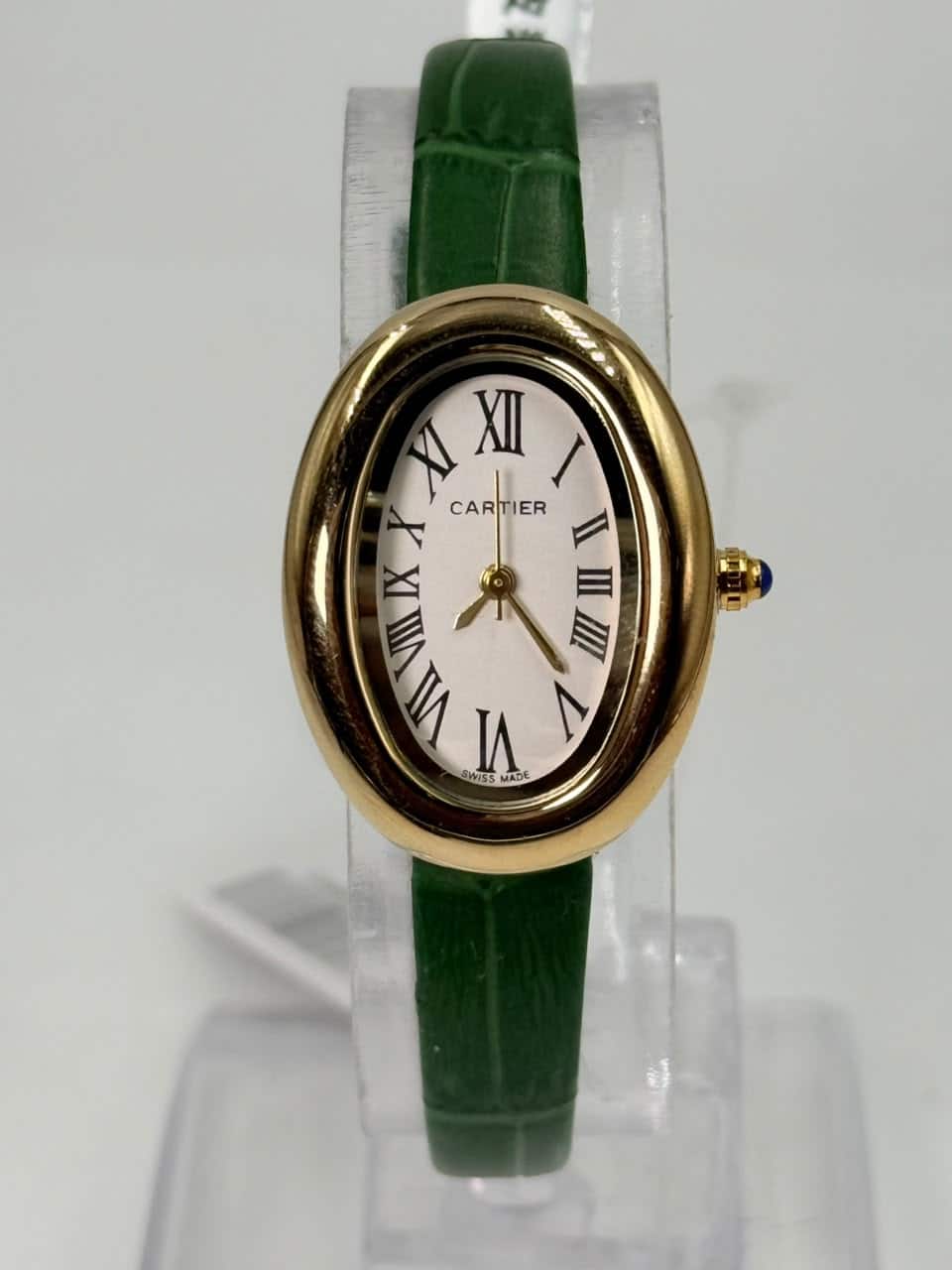 Cartier Baignoire luxury Green leather Belt Women’s Watch - Image 4