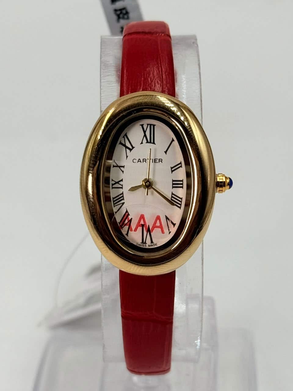 Cartier Baignoire luxury Red leather Belt Women’s Watch - Image 4