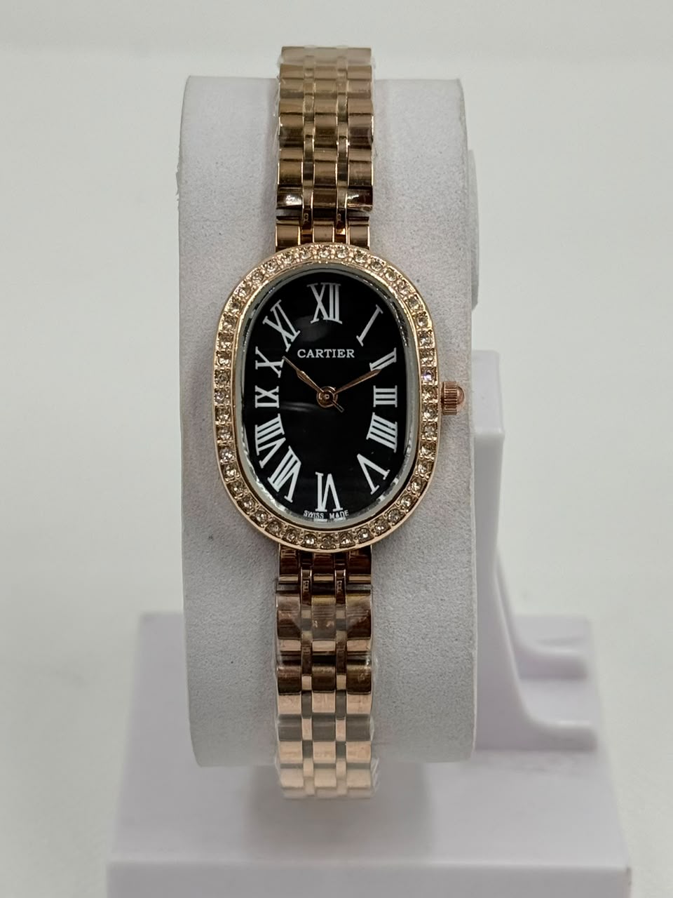 Cartier Baignoire luxury Stone Bezel Black Dial Rose Gold Case Women’s Watch - Image 6