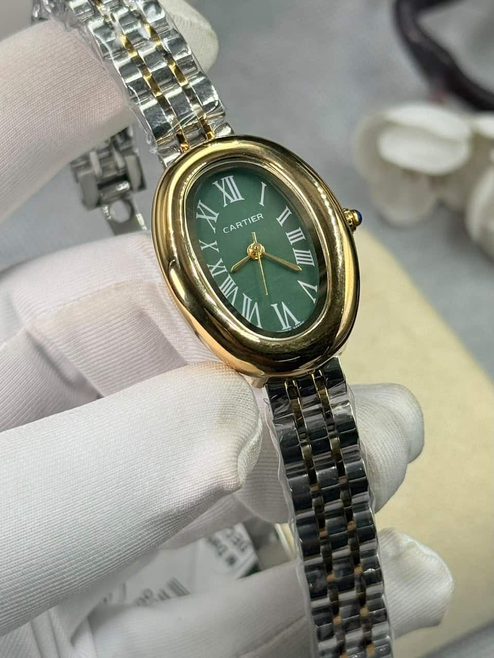 Cartier Baignoire luxury Green Dial Women’s Watch - Image 2