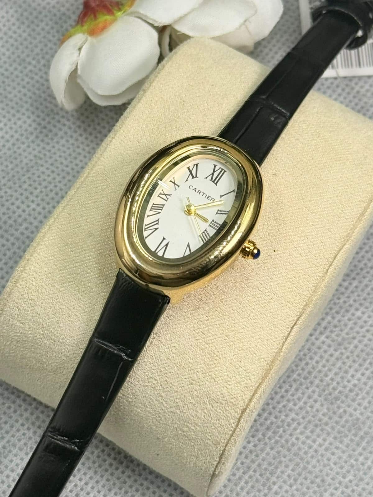 Cartier Baignoire luxury Black leather Belt Women’s Watch - Image 3