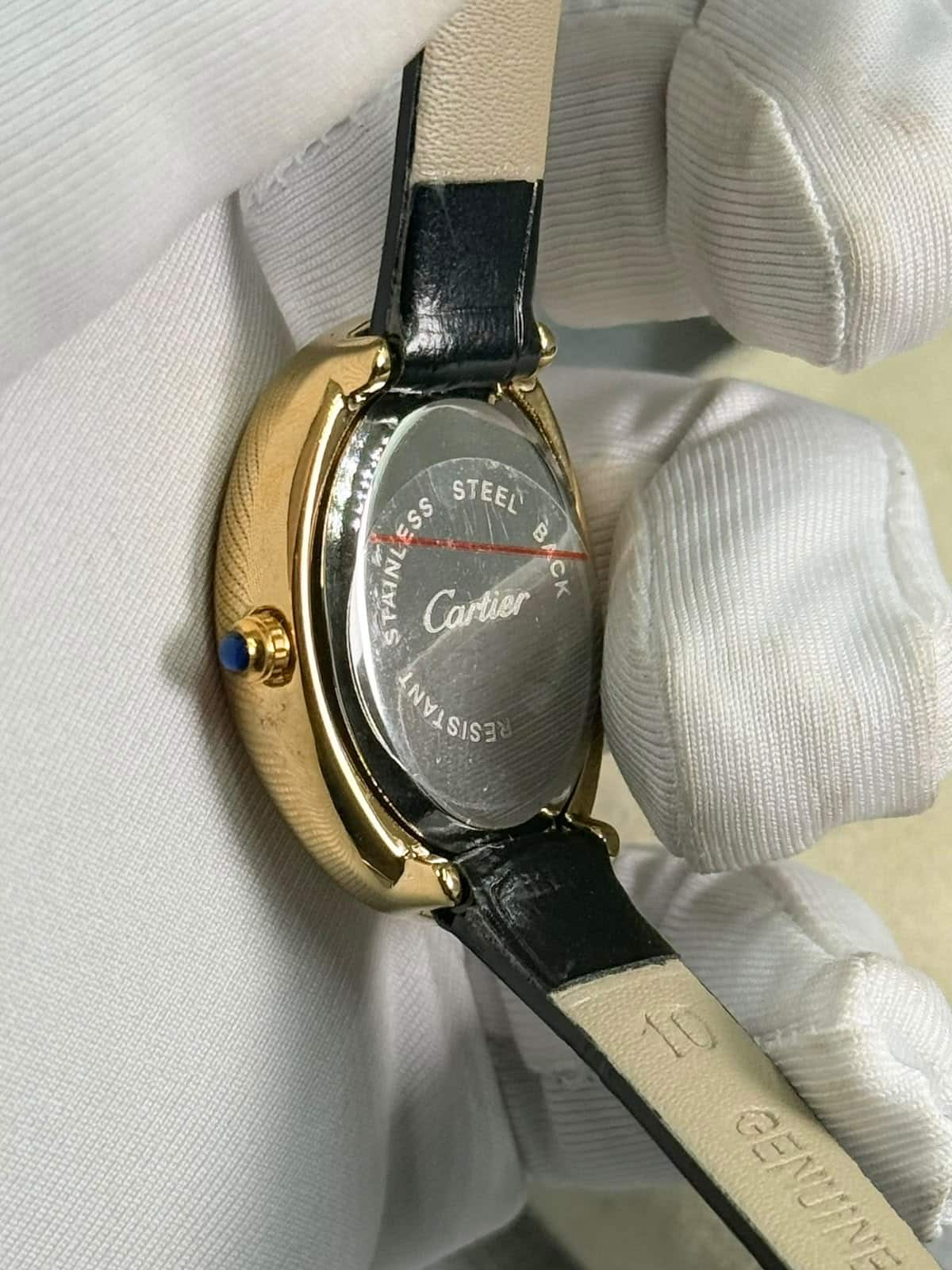 Cartier Baignoire luxury Black leather Belt Women’s Watch - Image 8