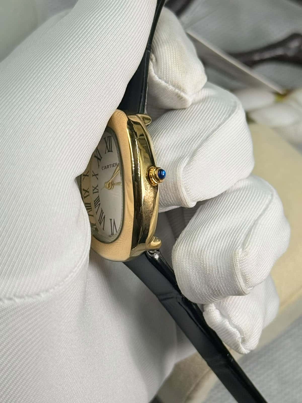 Cartier Baignoire luxury Black leather Belt Women’s Watch - Image 5