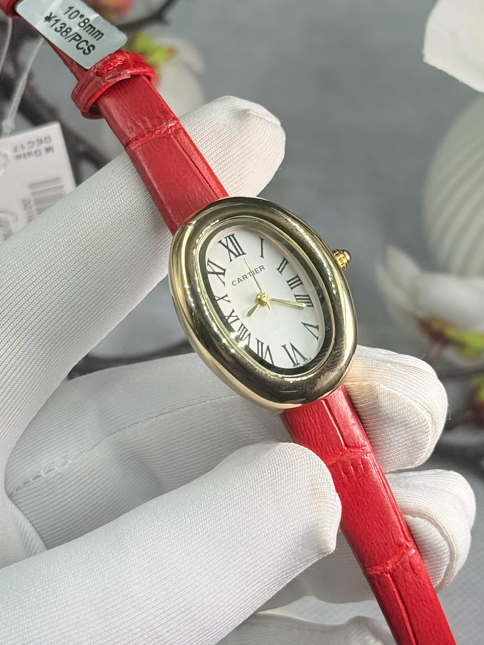 Cartier Baignoire luxury Red leather Belt Women’s Watch - Image 2