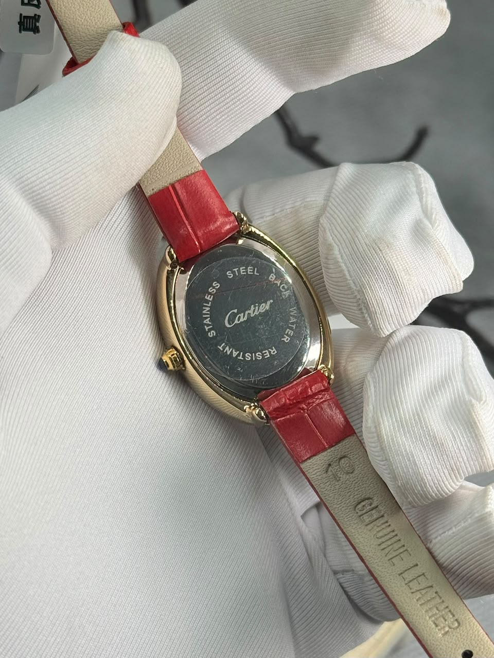 Cartier Baignoire luxury Red leather Belt Women’s Watch - Image 9