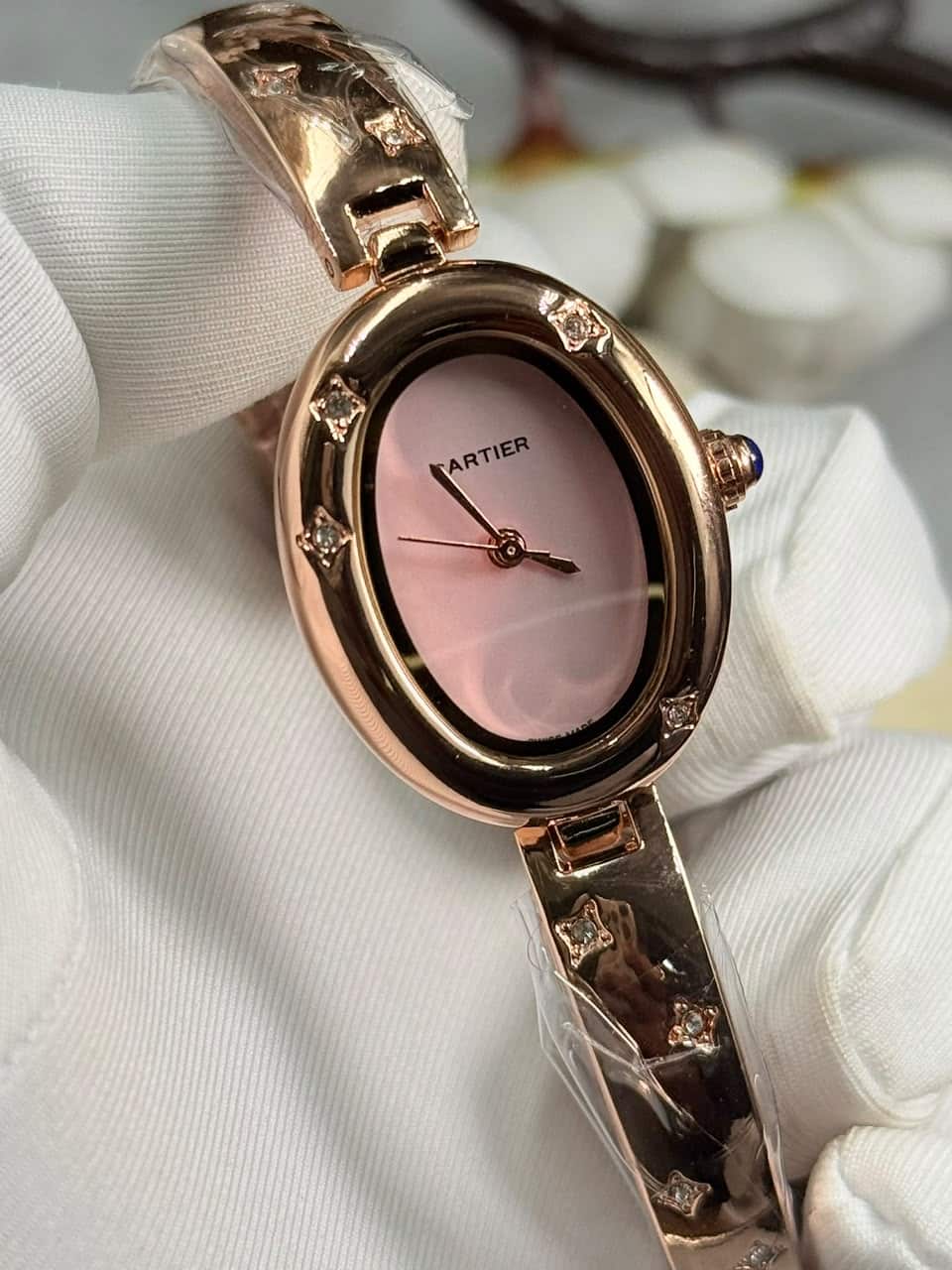 Cartier Baignoire Allongée Bangle Women’s Watch pink Dial Rose Gold Case - Image 6