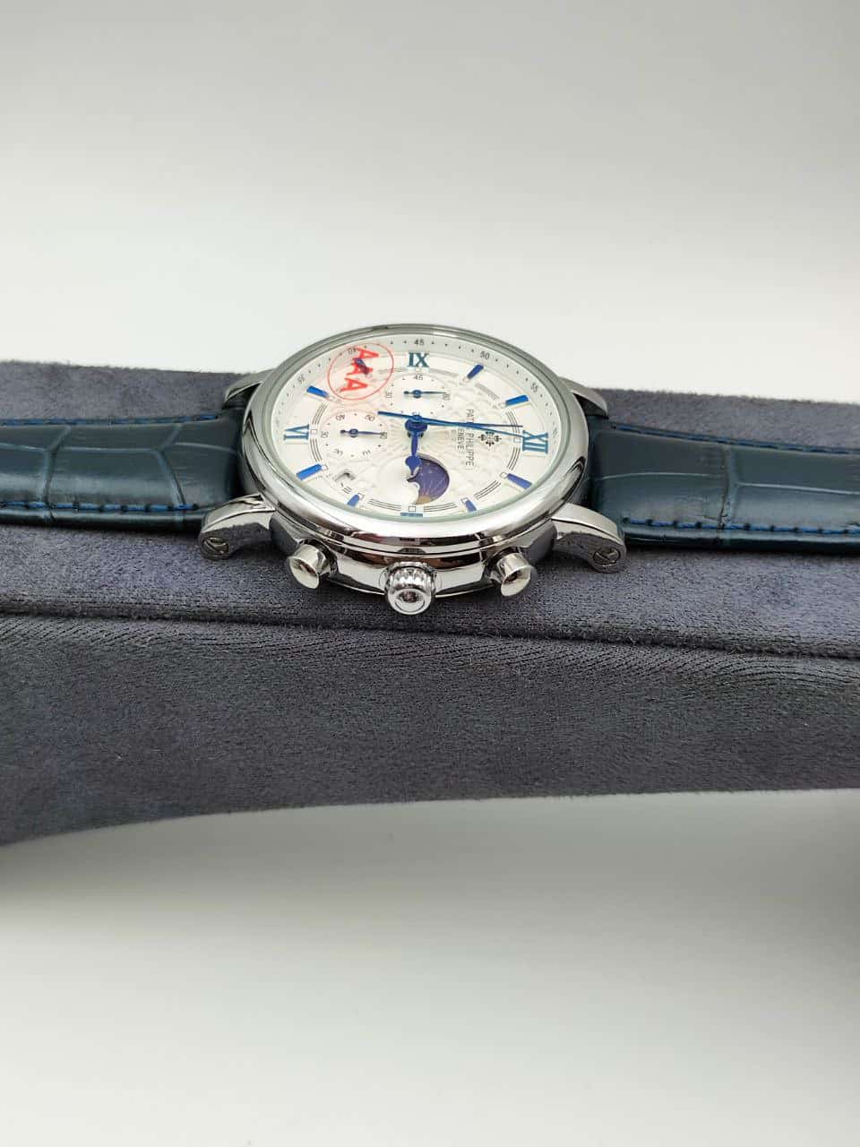 PATEK-201912 BLUE BELT WHITE DIAL MEN’S WATCH. - Image 5