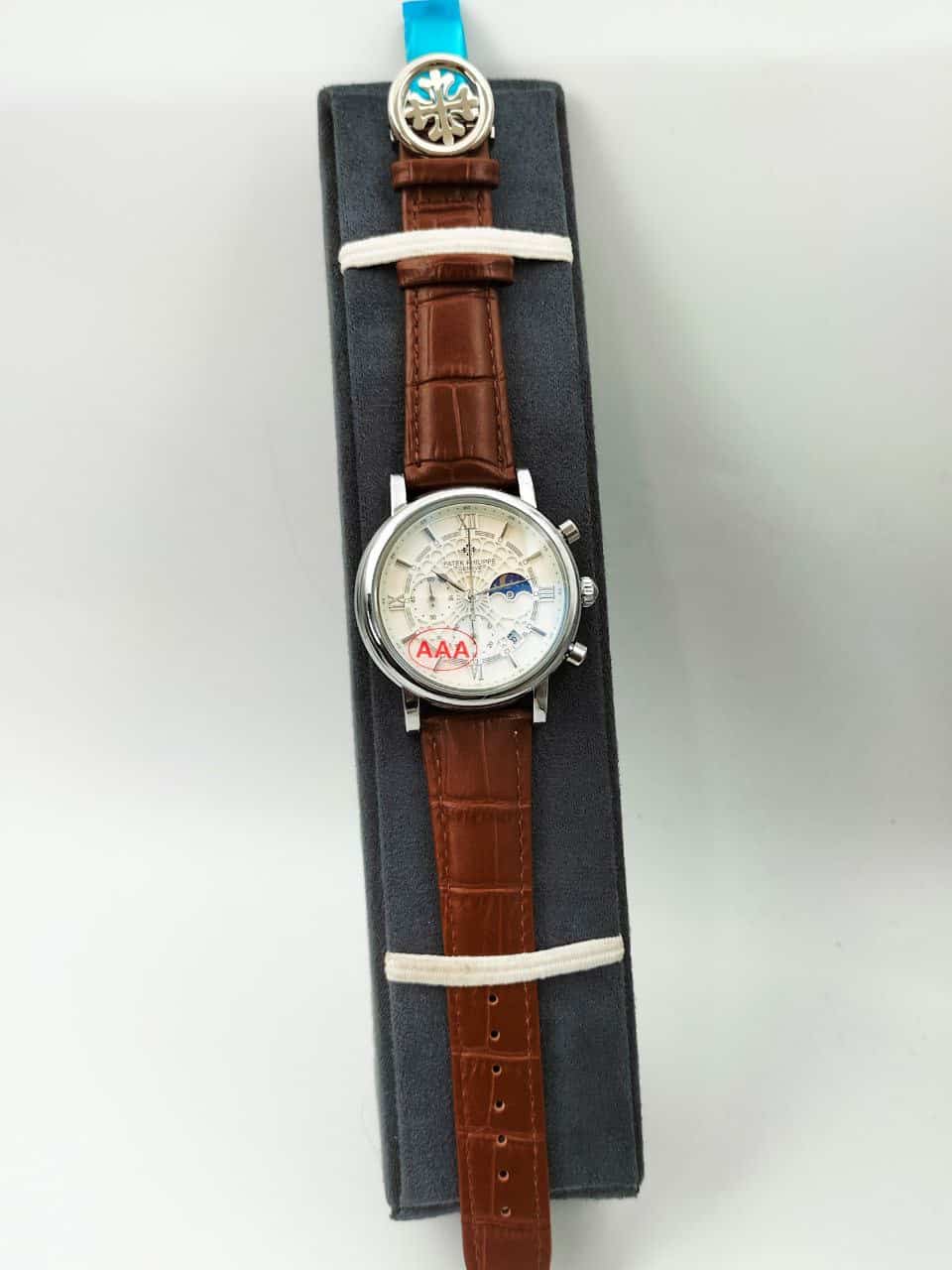 PATEK-201912 BROWN BELT WHITE DIAL MEN’S WATCH - Image 2