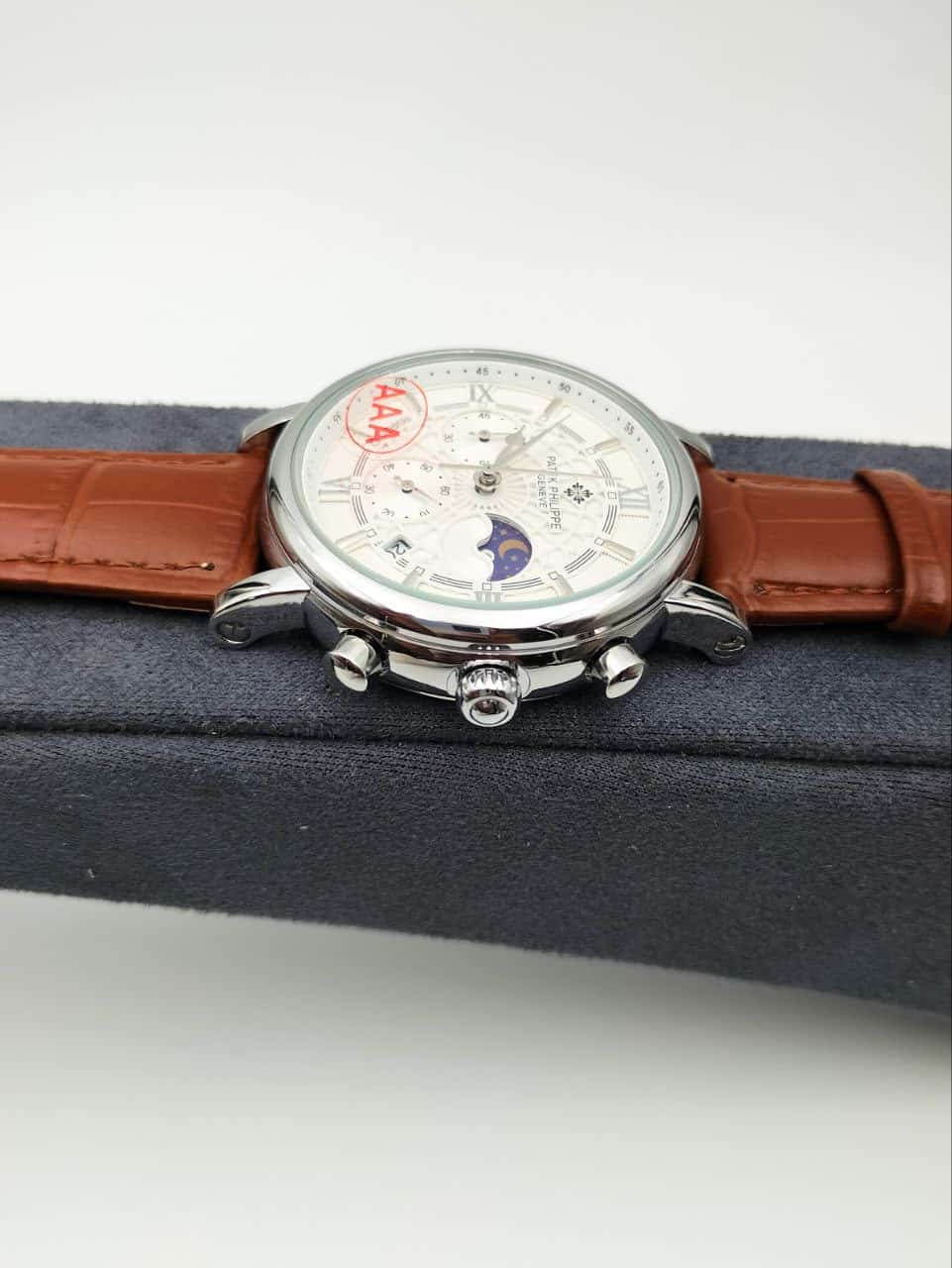 PATEK-201912 BROWN BELT WHITE DIAL MEN’S WATCH - Image 3