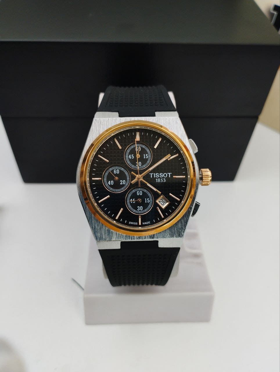 TISSOT PRX 40MM Quartz Black Rubber belt Black Dial golden case Men’s Watch. - Image 8