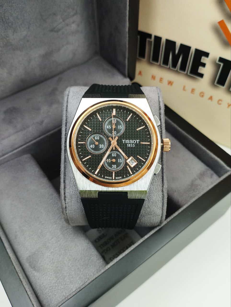 TISSOT PRX 40MM Quartz Black Rubber belt Black Dial golden case Men’s Watch. - Image 5