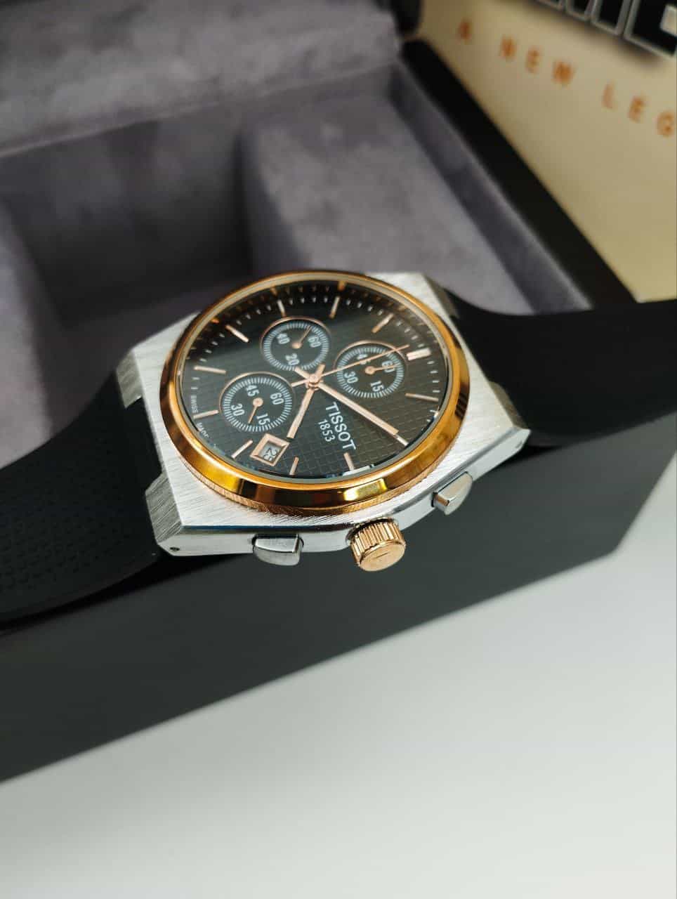 TISSOT PRX 40MM Quartz Black Rubber belt Black Dial golden case Men’s Watch. - Image 4