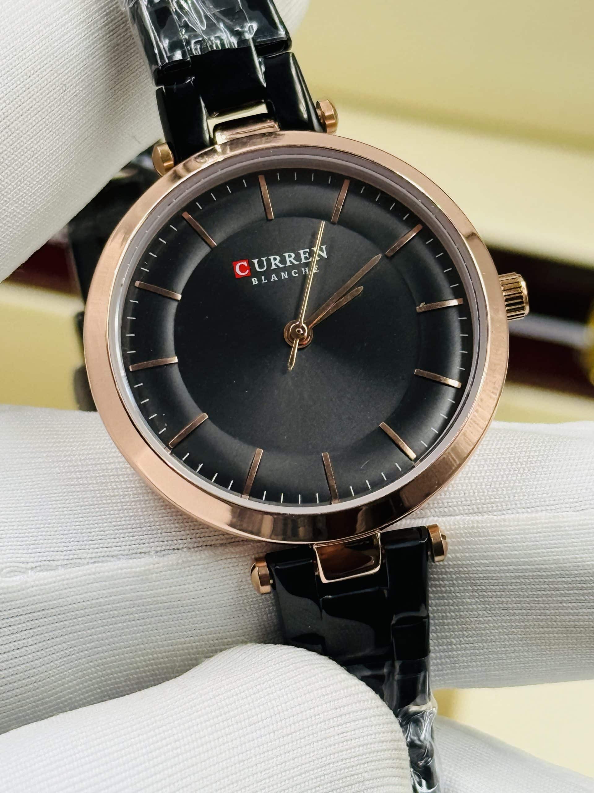 CURREN 9054 Women's Black Watch with Rose Gold Case & Bracelet | Time Ticking - Image 3