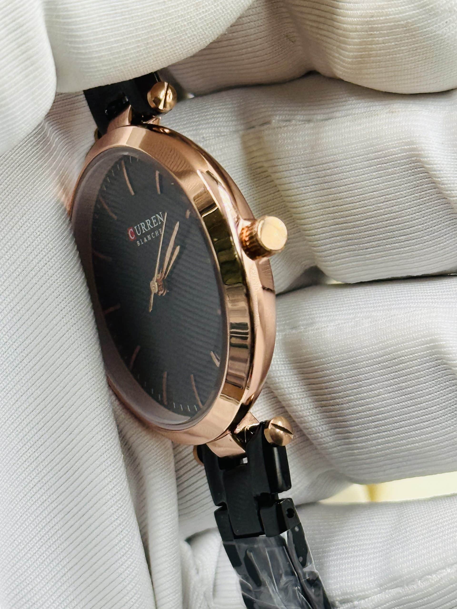 CURREN 9054 Women's Black Watch with Rose Gold Case & Bracelet | Time Ticking - Image 4