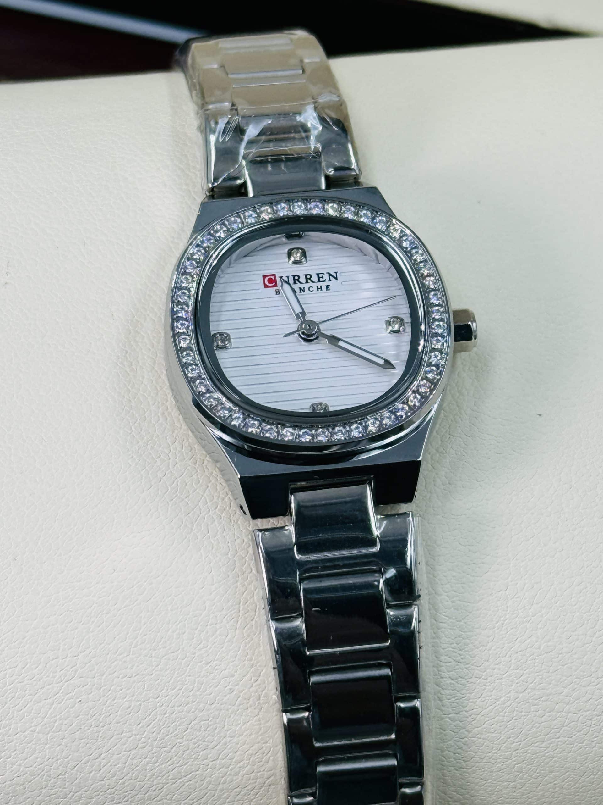 CURREN Blanche 9101 Women's Silver Stainless Steel Watch with White Dial and Crystal Bezel | Time Ticking - Image 2