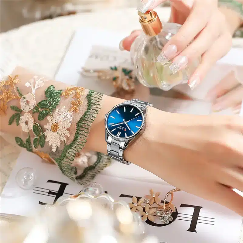 CURREN 9090 Women's Blue Dial Stainless Steel Quartz Watch - Image 2