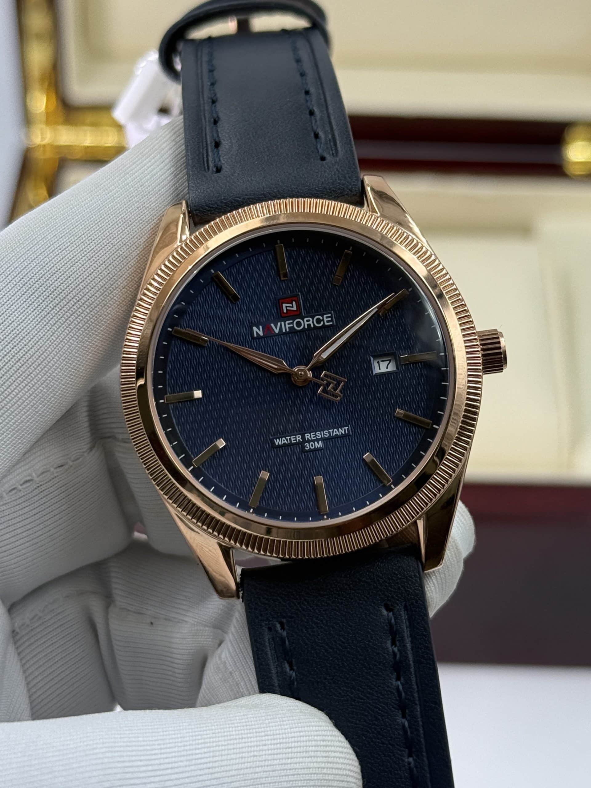 NAVIFORCE NF9276L Men's Blue Dial Gold-Tone Watch with Blue Strap - Image 2