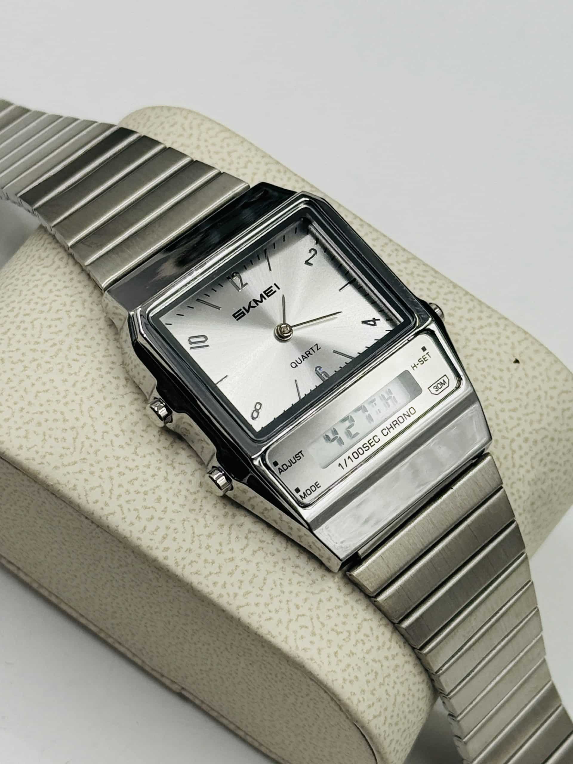 SKMEI 2632 Silver Stainless Steel Analog Digital Watch for Men - Image 4
