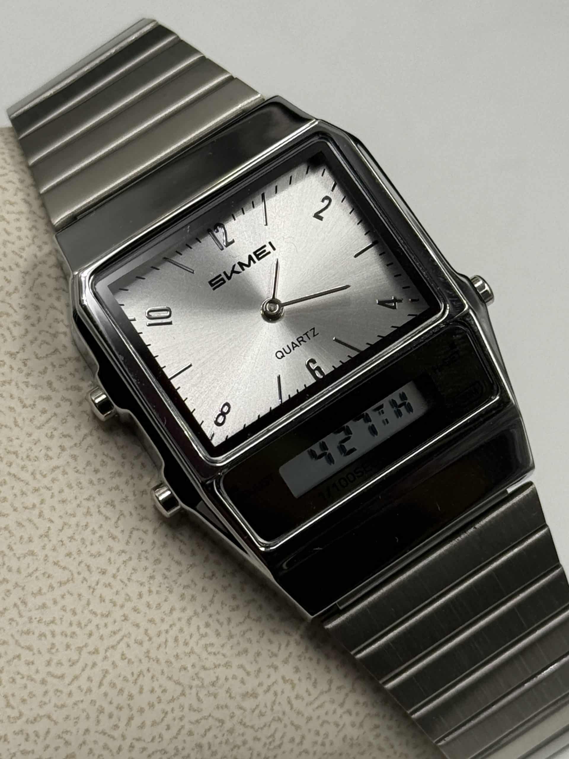 SKMEI 2632 Silver Stainless Steel Analog Digital Watch for Men - Image 2