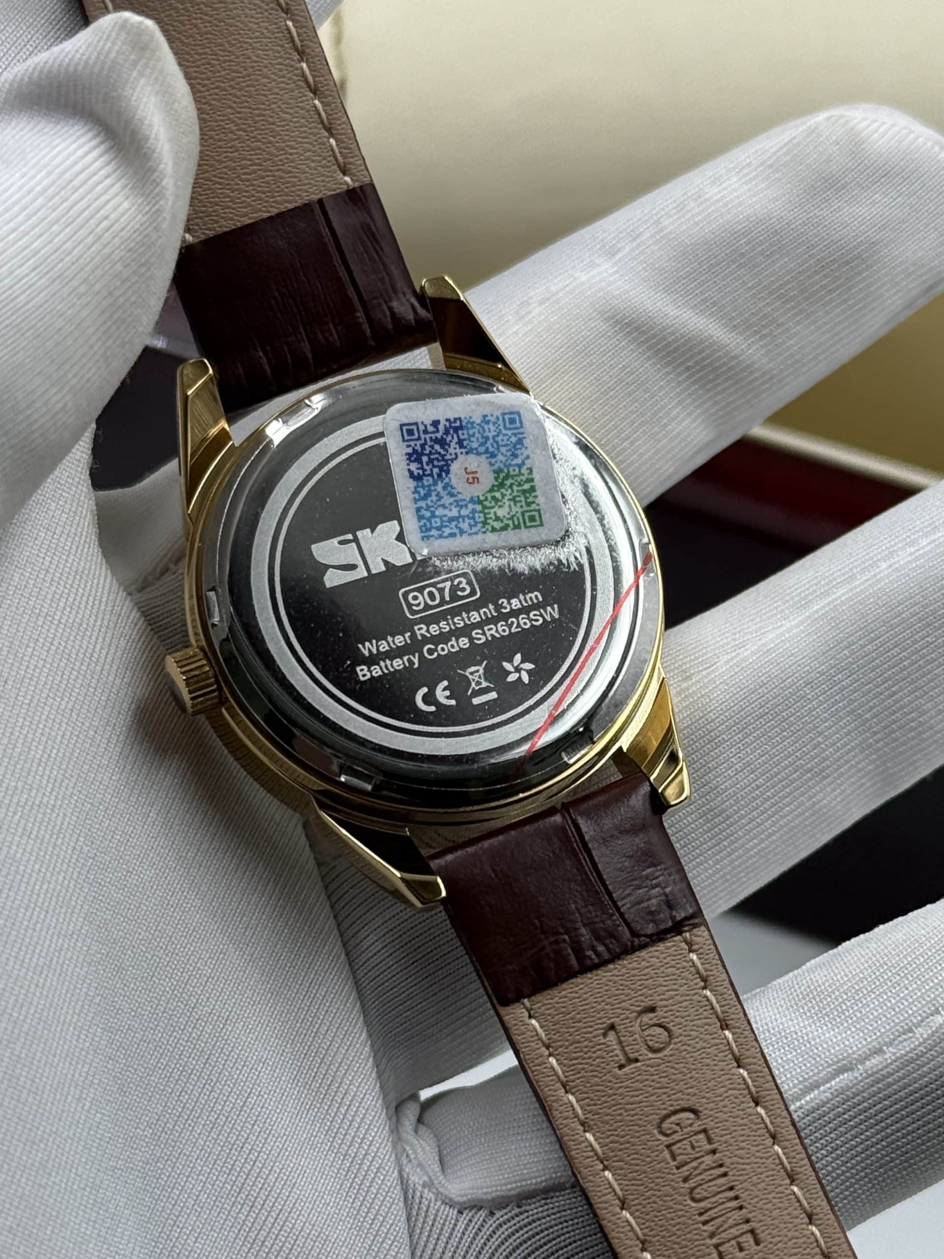 SKMEI 9073 Women’s Gold Watch with Champagne Dial & Brown Leather Strap - Image 5